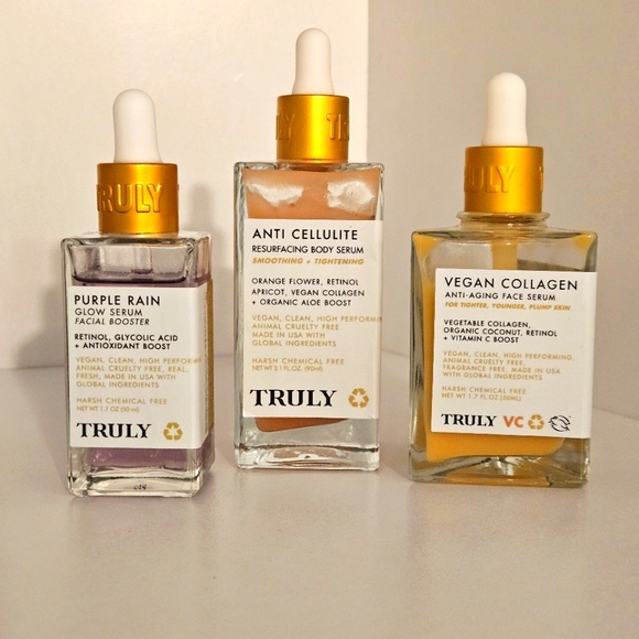 LOT 3x Truly Beauty Serums - Purple Rain Anti Cellulite Vegan Collagen Body Face - Picture 2 of 8